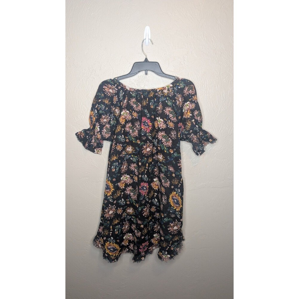 Natural Life Womens Med Black Floral Cotton Gauze Puff Sleeve Sienna Mini Dress - Picture 8 of 8
